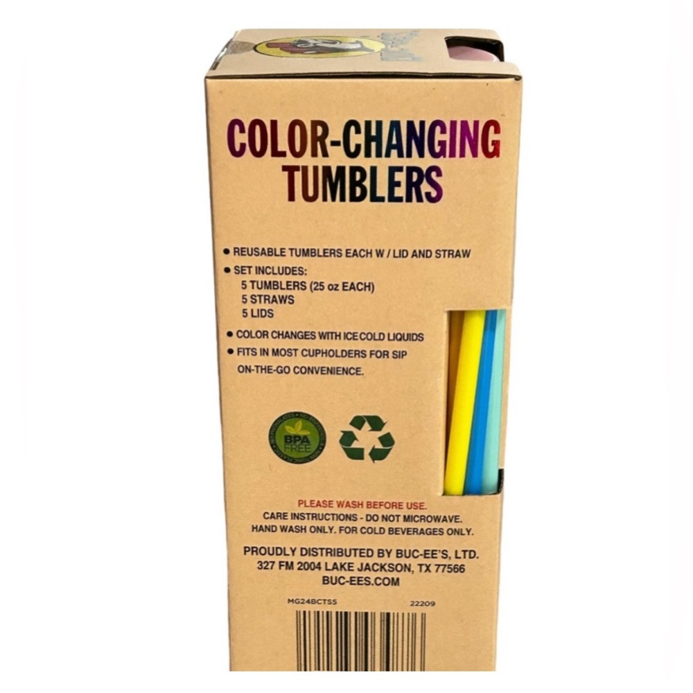 NWT Buc-ee's Color Changing (5) Tumblers with Lids and Straws PRICE FIRM!! - Picture 8 of 11